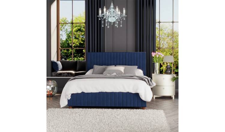 LLB Estella Velvet Double Ottoman Bedframe - Navy