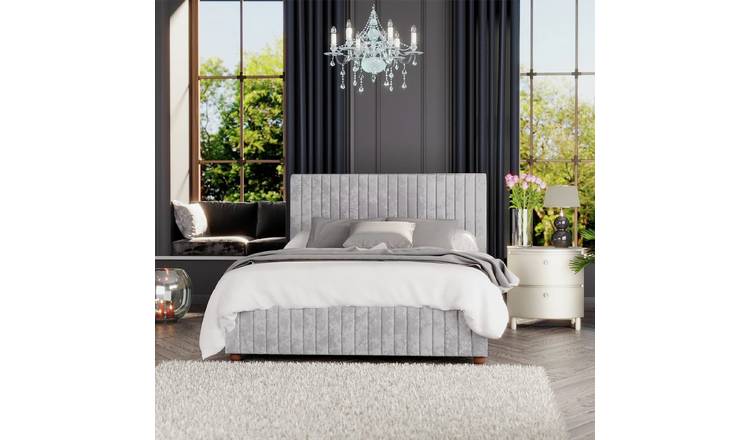 LLB Estella Velvet Superking Ottoman Bedframe - Silver