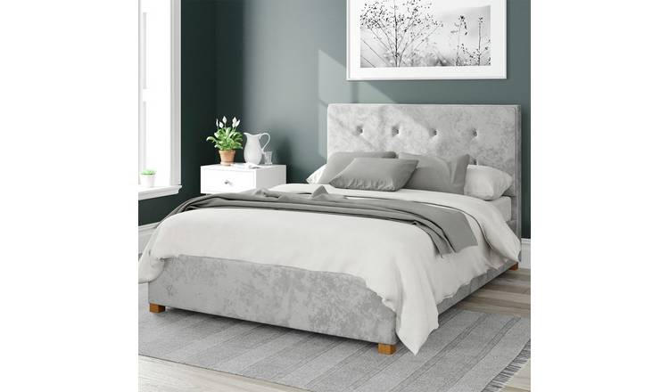 Aspire Presley Velvet Kingsize Ottoman Bedframe - Silver