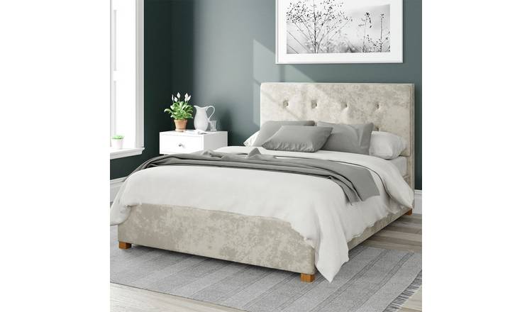 Aspire Presley Velvet Superking Ottoman Bedframe - Pearl