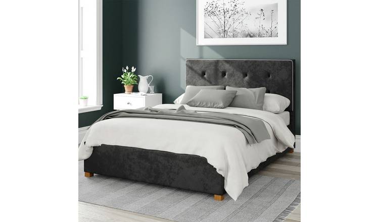 Aspire Presley Velvet Kingsize Ottoman Bedframe - Black