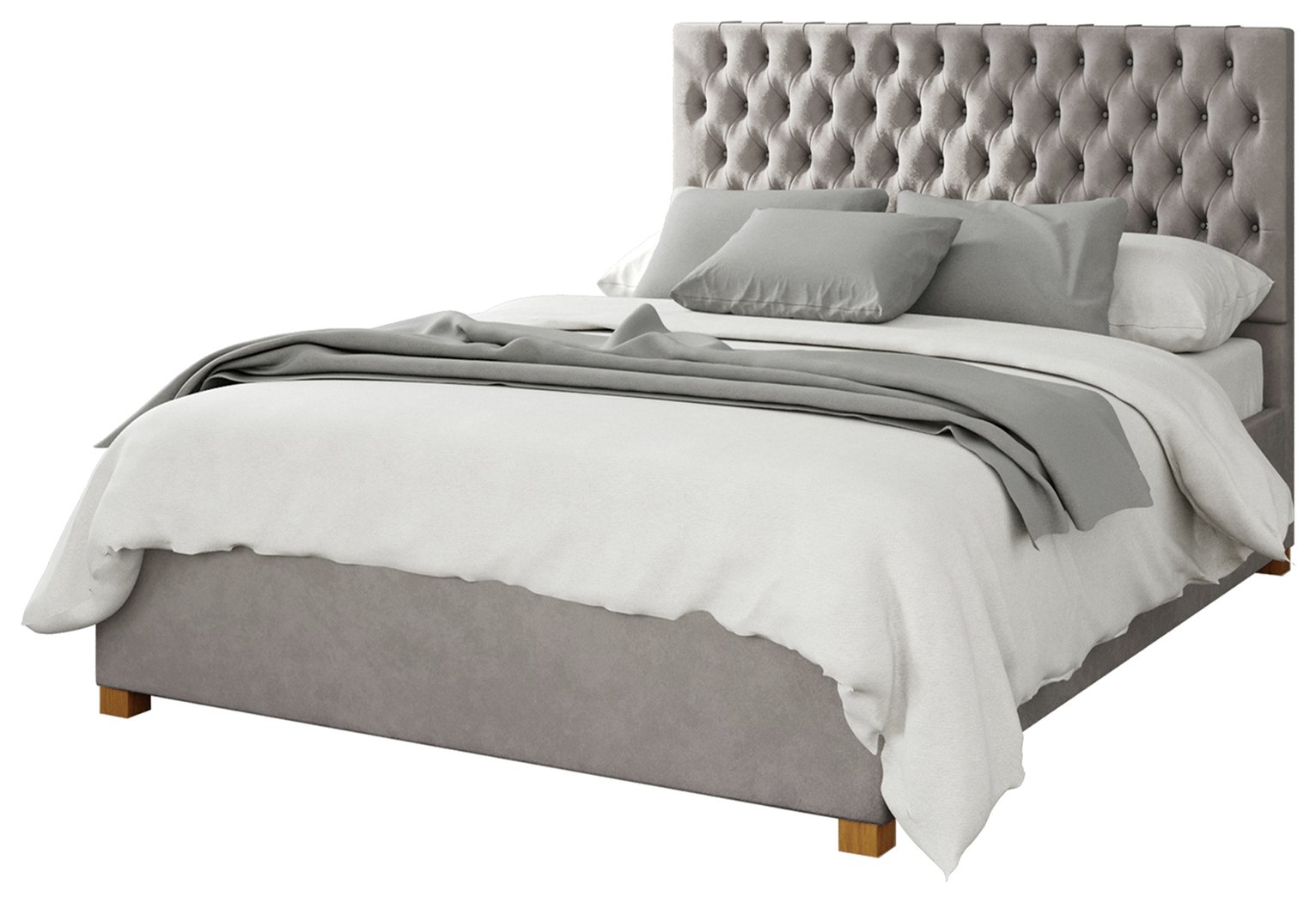 Aspire Monroe Velvet Double Ottoman Bedframe - Silver 