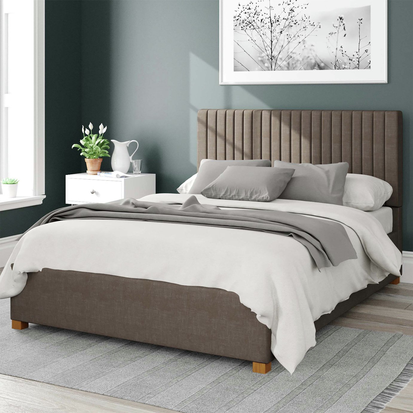 Aspire Grant Weave Kingsize Ottoman Bedframe - Slate