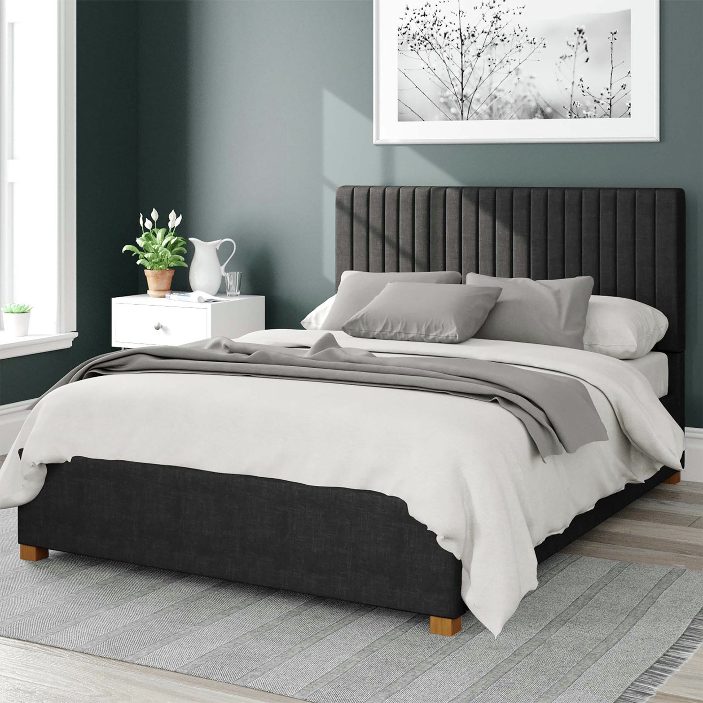 Aspire Grant Weave Double Ottoman Bedframe - Ebony