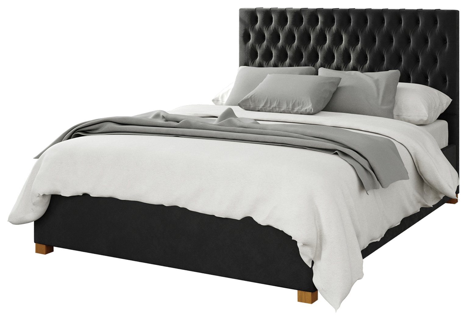 Aspire Monroe Velvet Double Ottoman Bedframe - Ebony