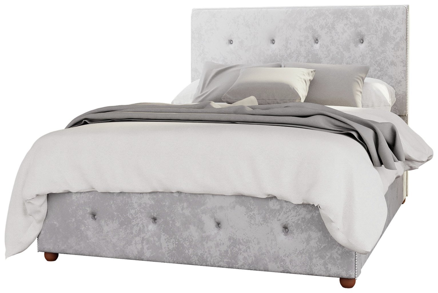 LLB Hesper Velvet Kingsize Ottoman Bedframe - Silver