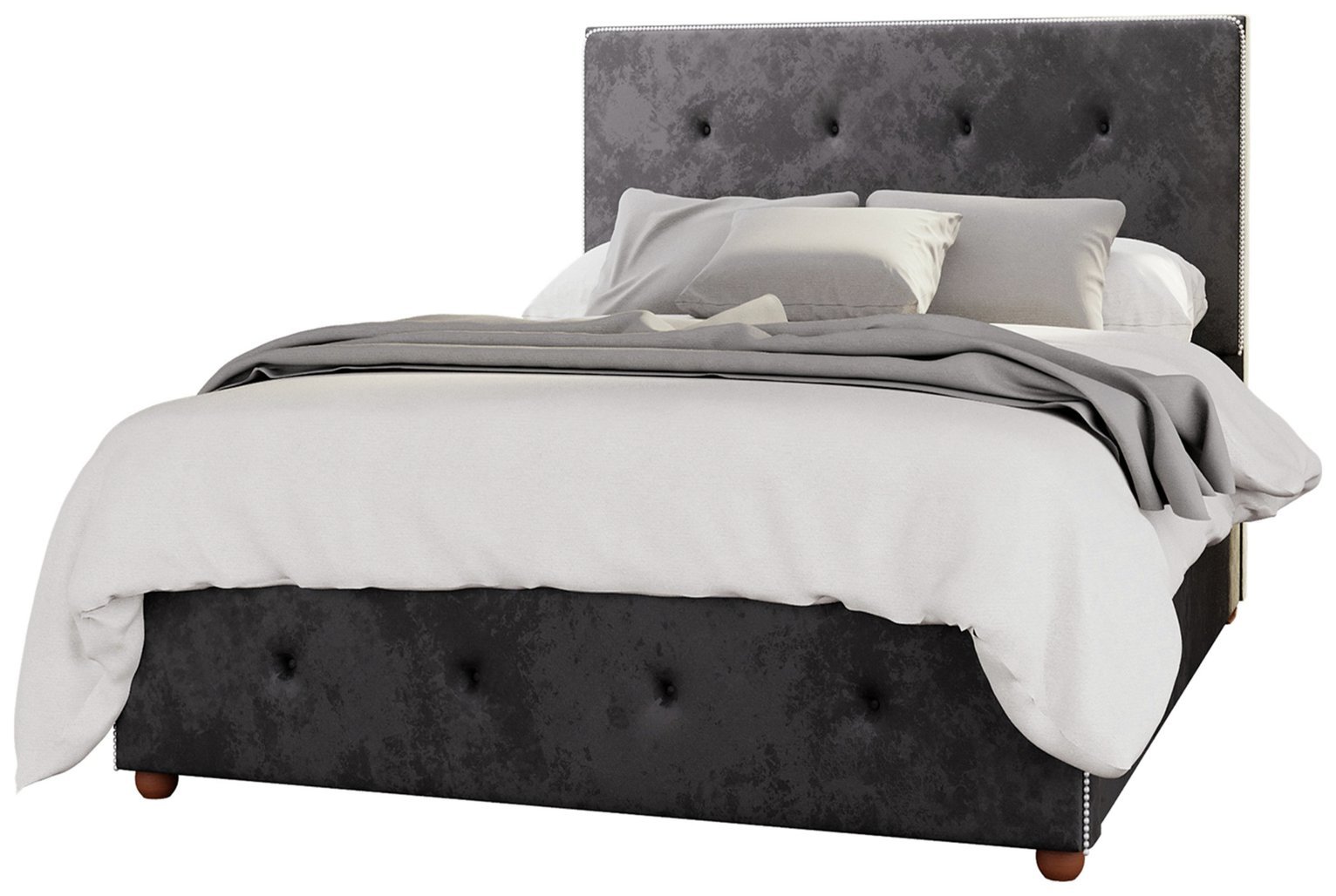 LLB Hesper Velvet Double Ottoman Bedframe - Black