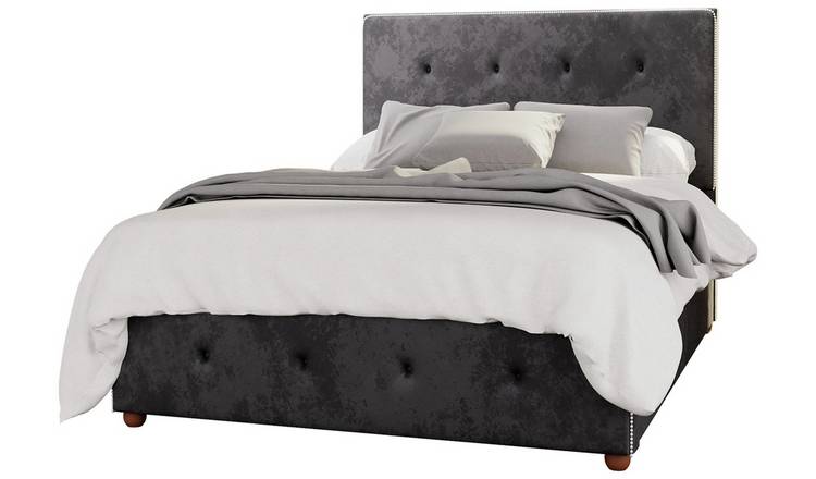 LLB Hesper Velvet Double Ottoman Bedframe - Black
