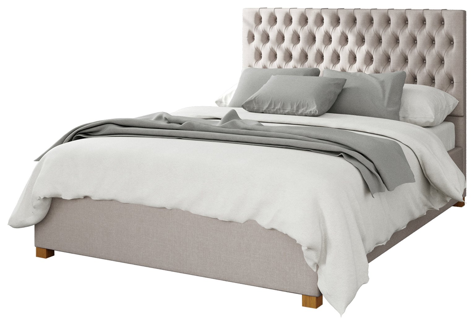 Aspire Monroe Linen Superking Ottoman Bedframe - Off White