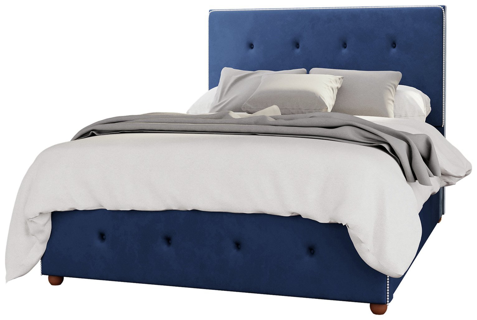 LLB Hesper Velvet Superking Ottoman Bedframe - Navy