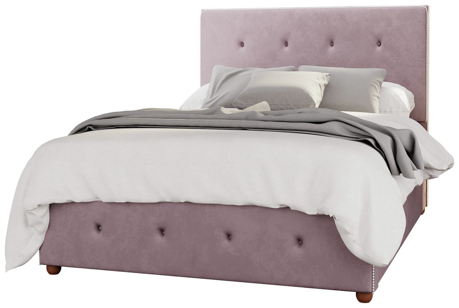 LLB Hesper Velvet Double Ottoman Bedframe - Blush