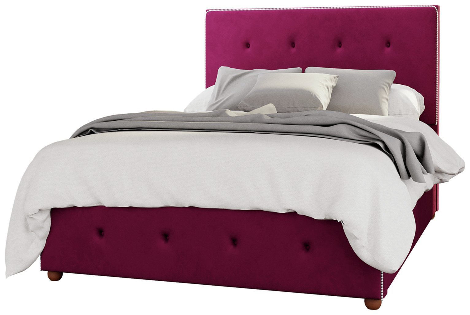 LLB Hesper Velvet Double Ottoman Bedframe - Berry