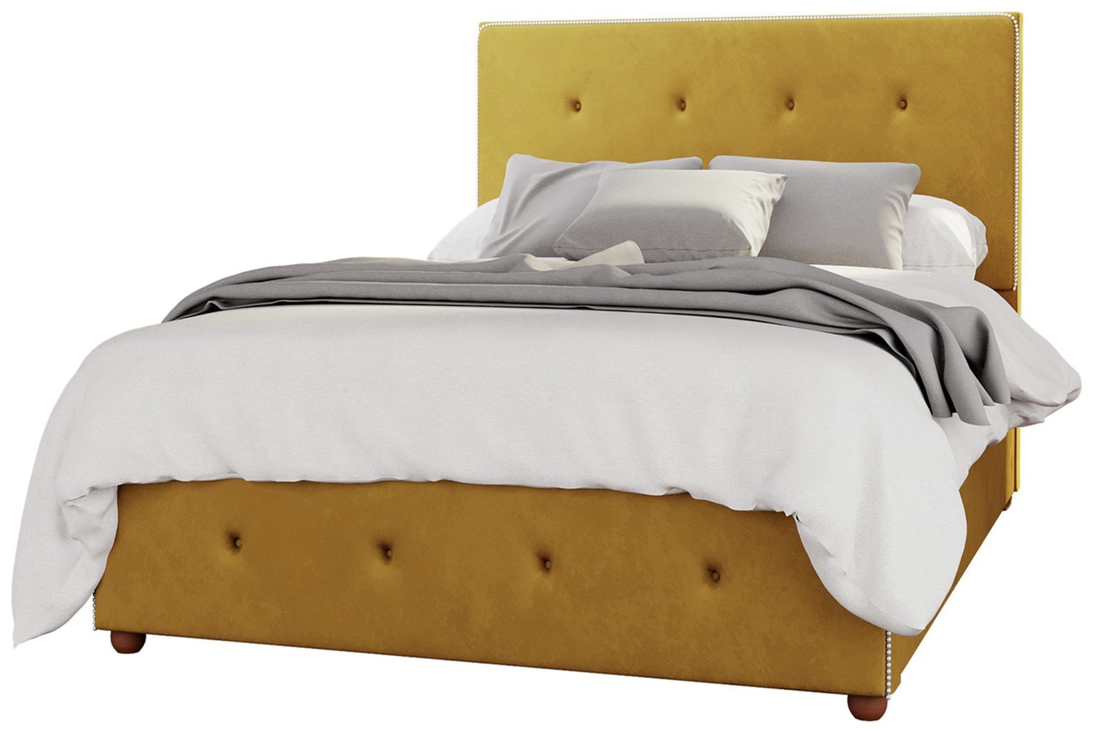 LLB Hesper Velvet Small Double Ottoman Bedframe - Ochre