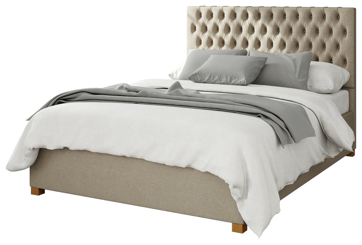 Aspire Monroe Linen Double Ottoman Bedframe - Natural