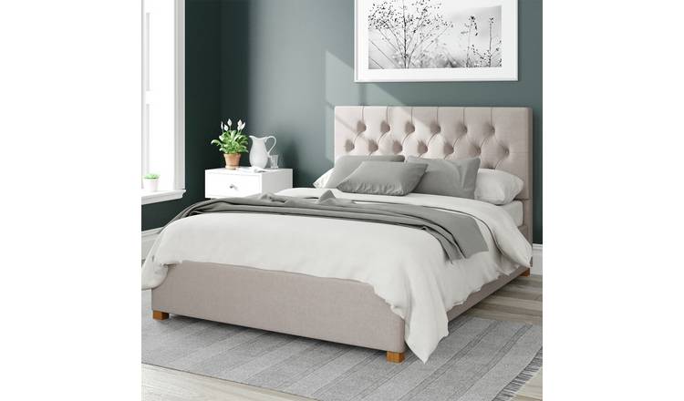 Aspire Olivier Linen Double Ottoman Bedframe - Off White