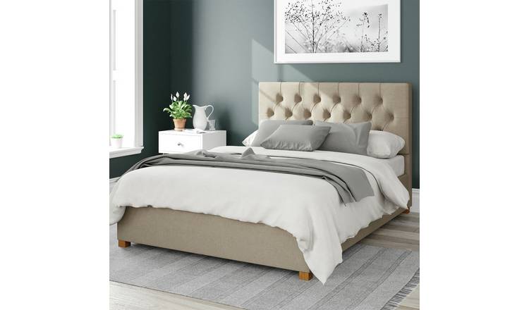 Aspire Olivier Linen Kingsize Ottoman Bedframe - Natural