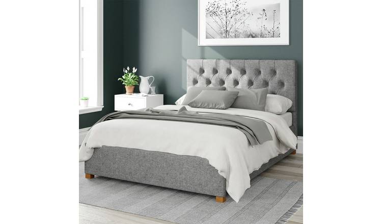 Aspire Olivier Twill Double Ottoman Bedframe - Grey