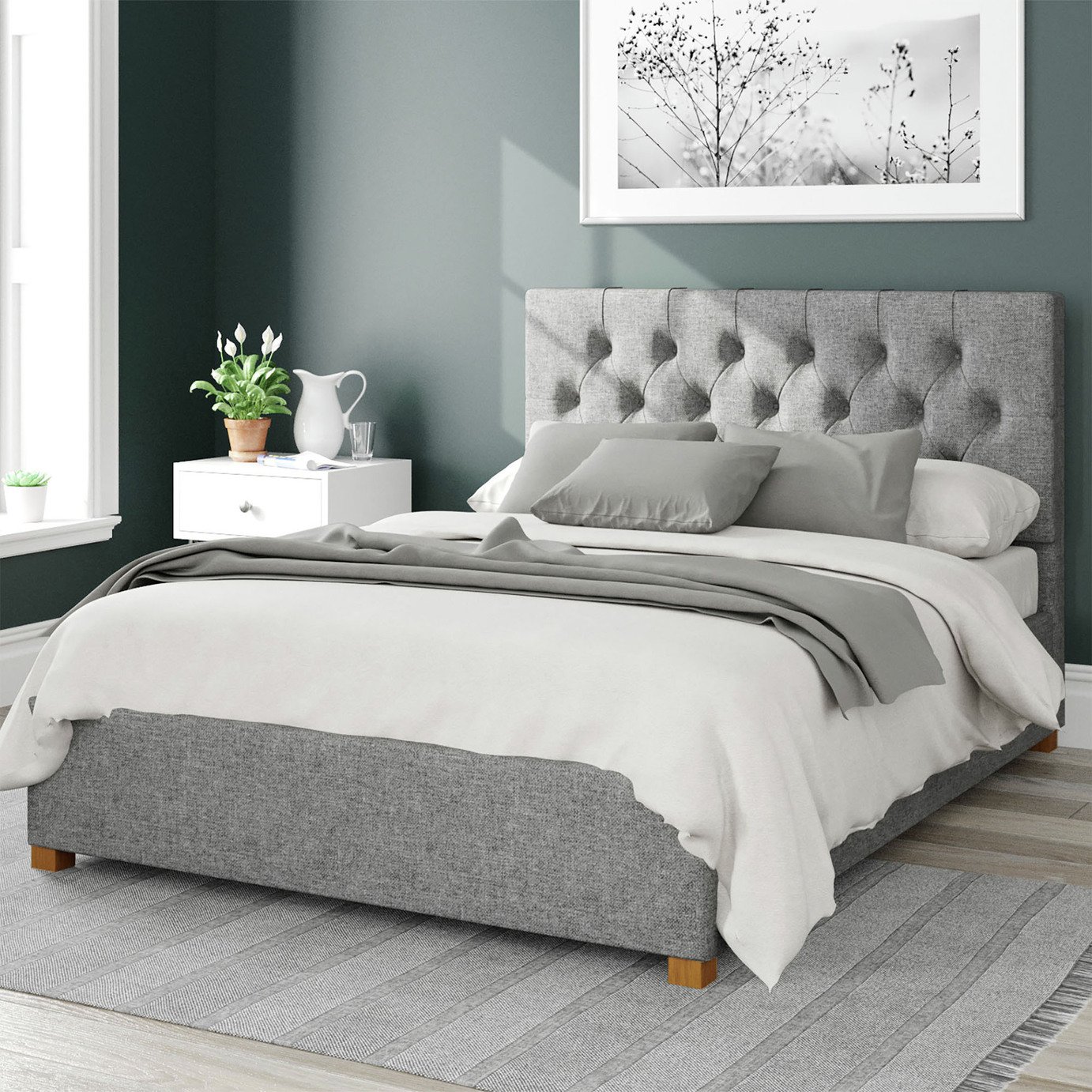 Aspire Olivier Twill Kingsize Ottoman Bedframe - Grey