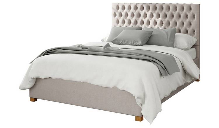Aspire Monroe Linen Kingsize Ottoman Bedframe - Off White