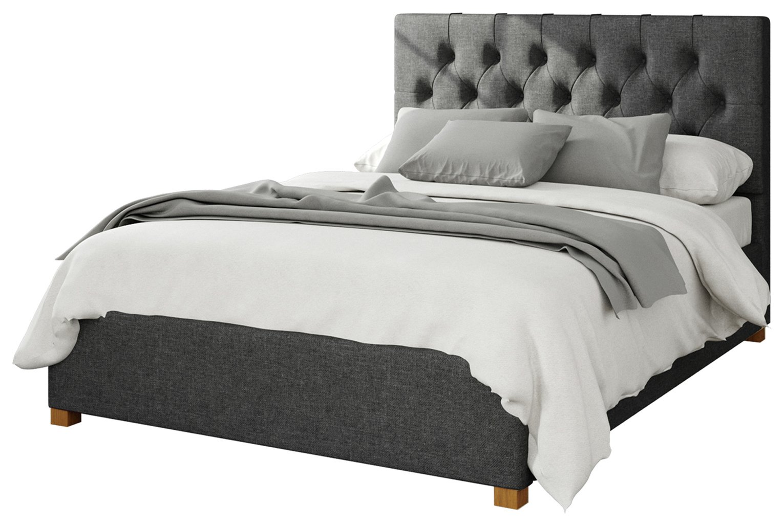 Aspire Olivier Twill Double Ottoman Bedframe - Charcoal