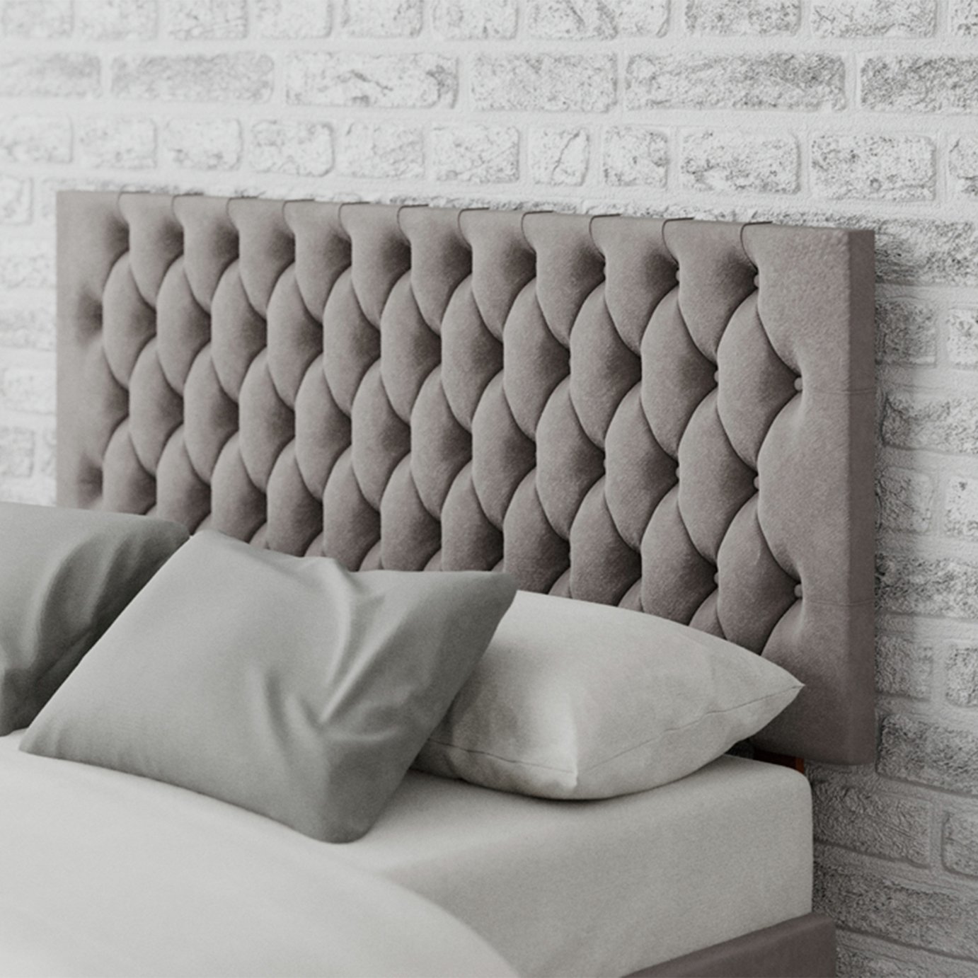 Aspire Monroe Velvet Double Headboard - Silver