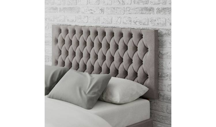 Aspire Monroe Velvet Superking Headboard - Silver