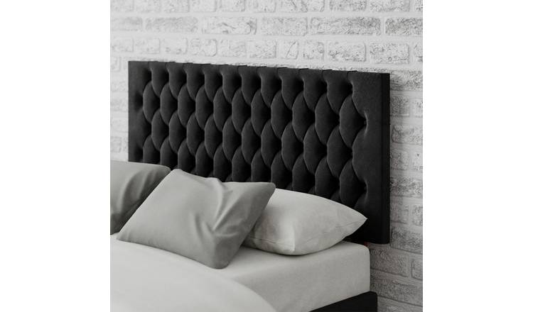 Aspire Monroe Velvet Double Headboard - Ebony