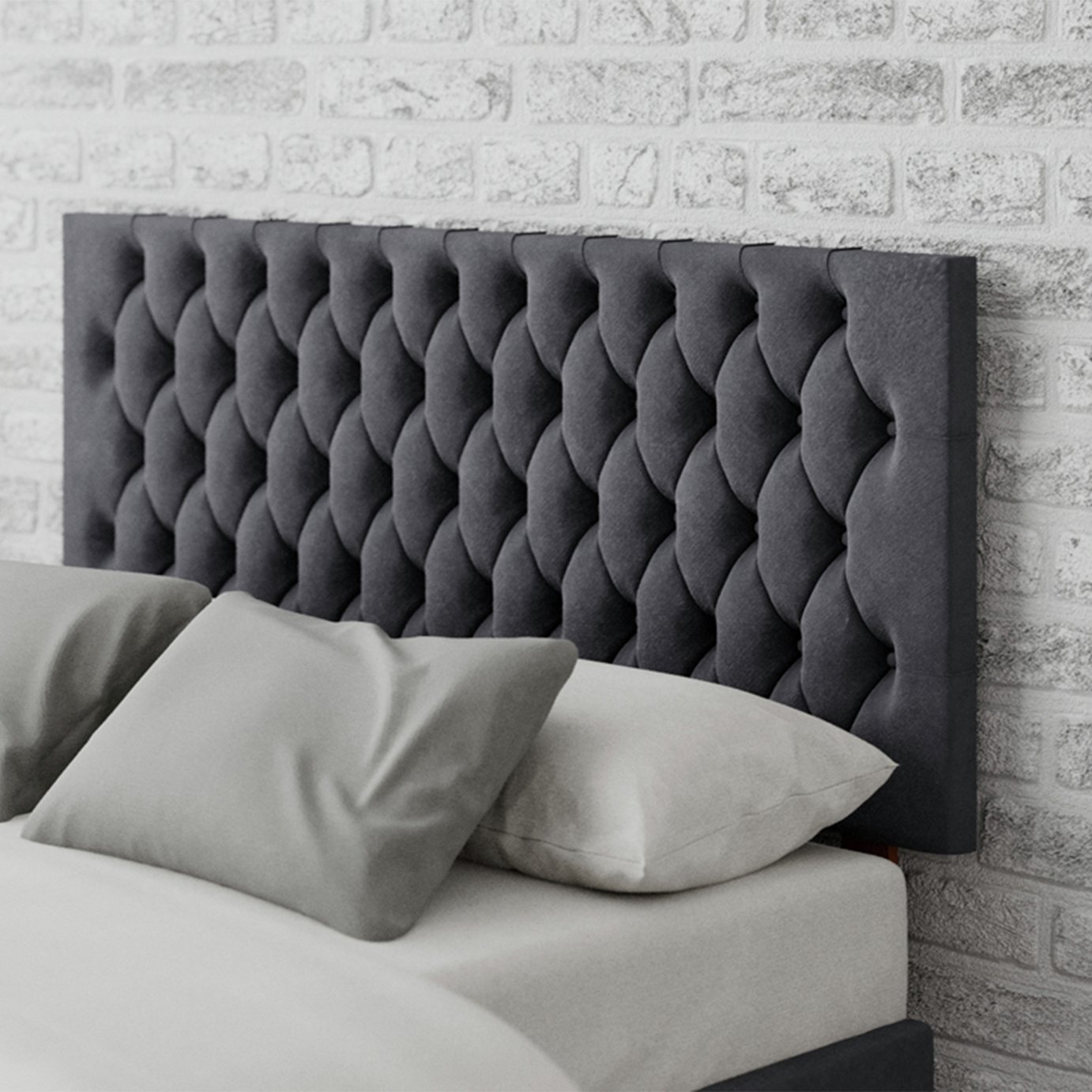 Aspire Monroe Velvet Double Headboard - Steel