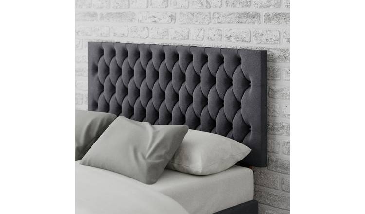 Aspire Monroe Velvet Double Headboard - Steel