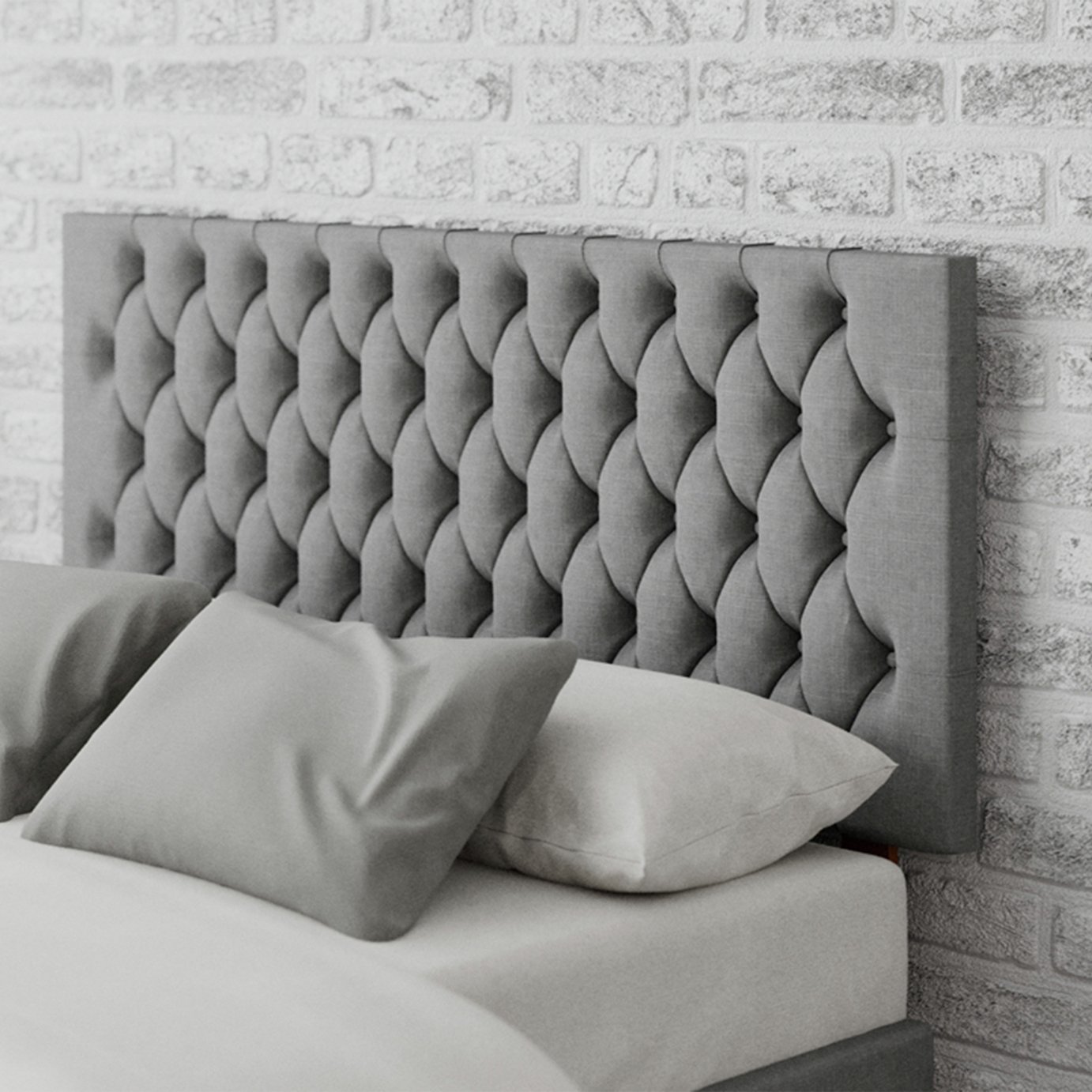 Aspire Monroe Linen Double Headboard - Grey