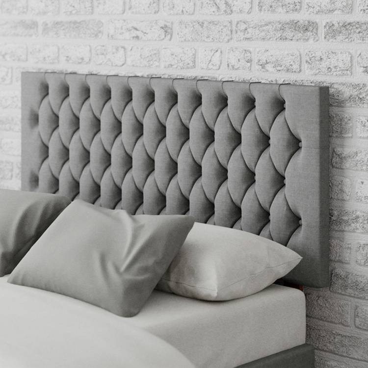 Aspire Monroe Linen Double Headboard - Grey 0