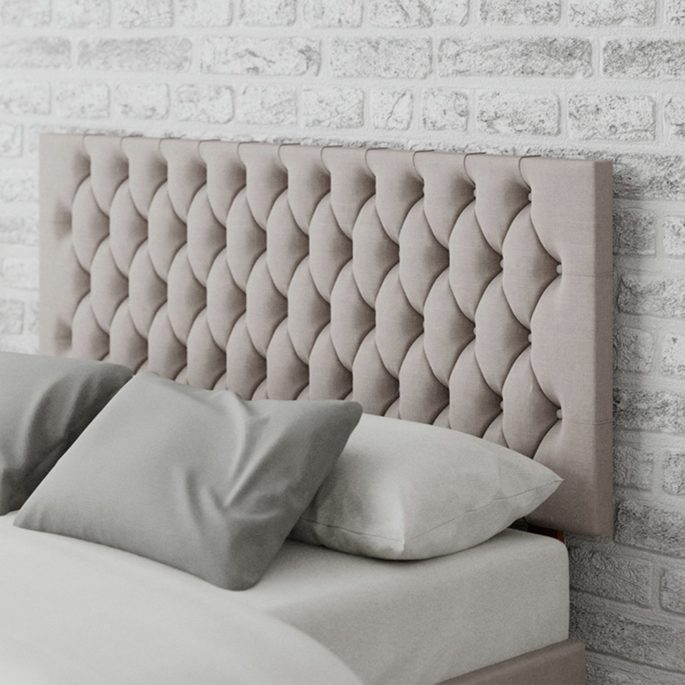 Aspire Monroe Linen Superking Headboard - Off White