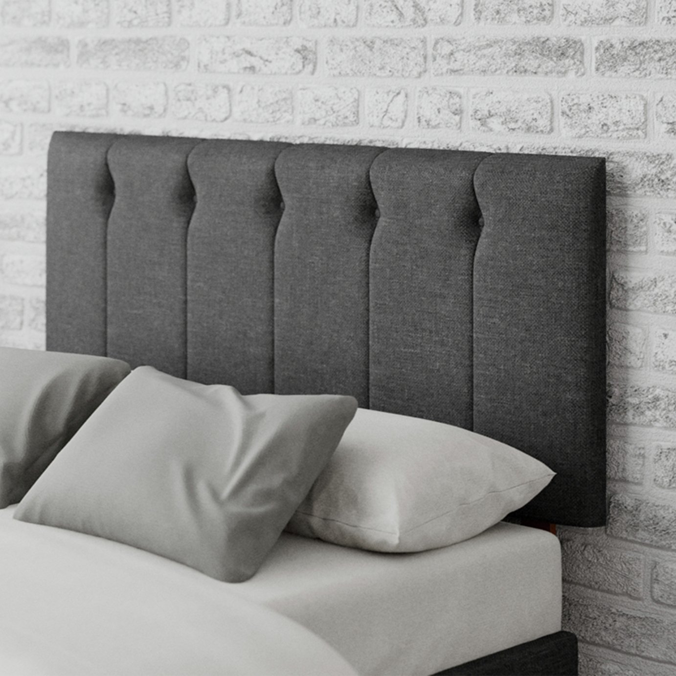 Aspire Hepburn Twill Double Headboard - Charcoal