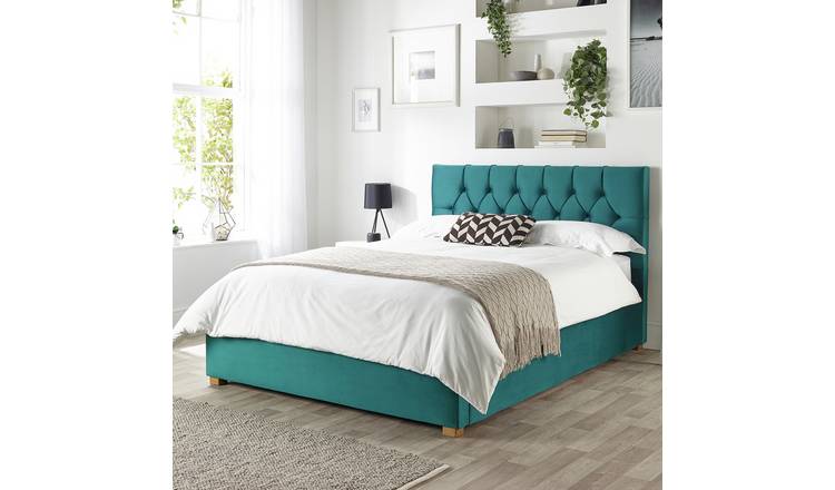 CL Boutique Velvet Double Ottoman Bedframe - Emerald