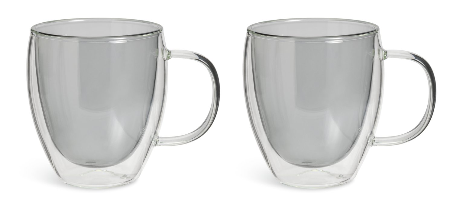 Habitat Double Walled Set of 2 Coffee Cup - Grey