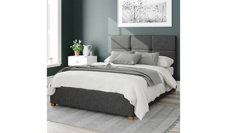 Aspire Caine Twill Double Ottoman Bedframe - Charcoal