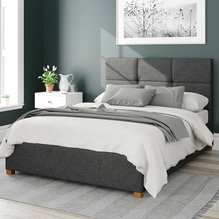Aspire Caine Twill Double Ottoman Bedframe - Charcoal 0