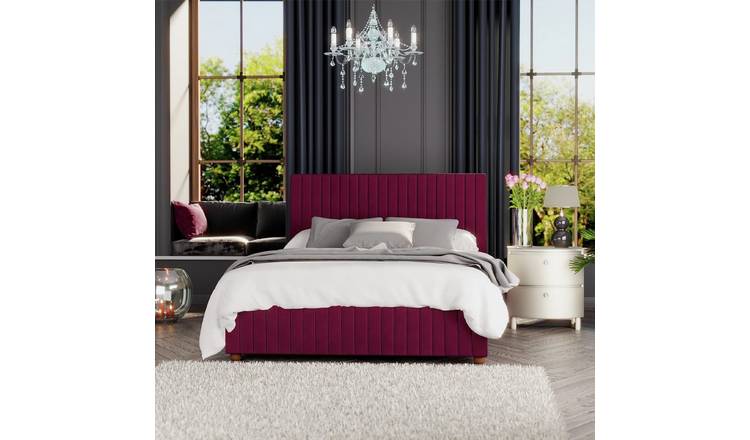 LLB Estella Velvet Double Ottoman Bedframe - Berry