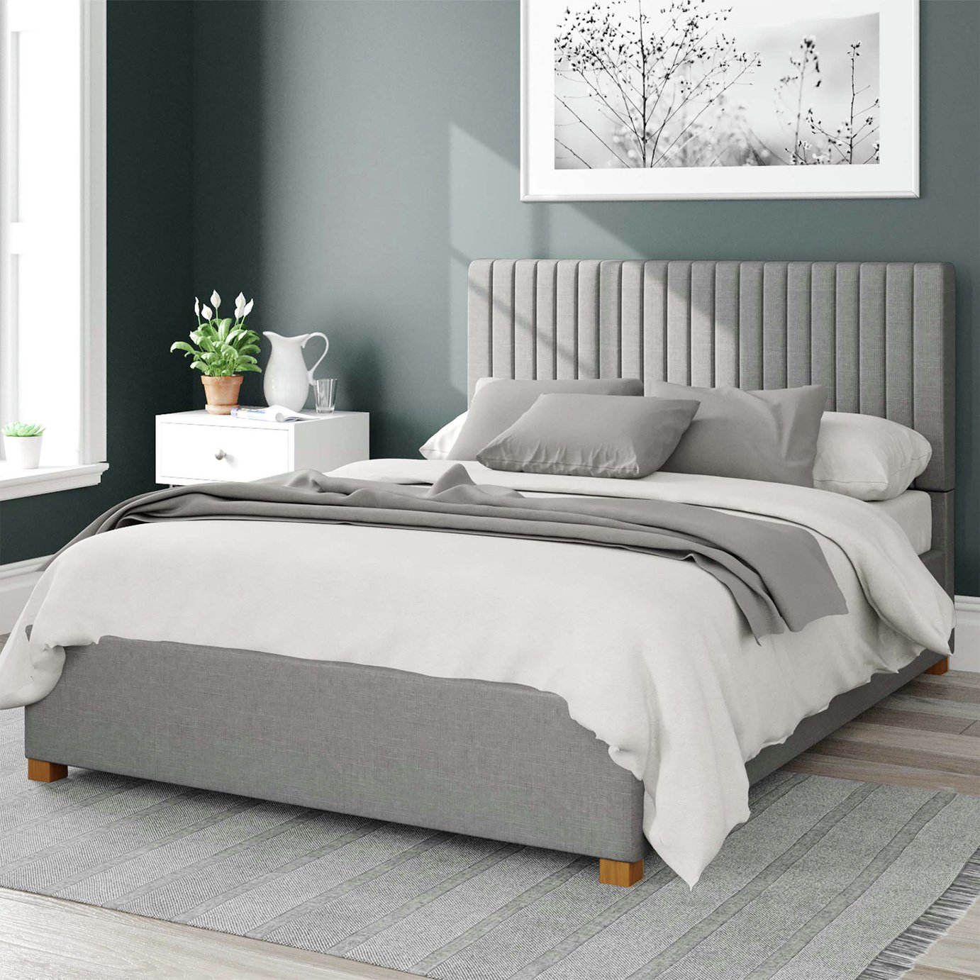 Aspire Grant Linen Kingsize Ottoman Bedframe - Grey