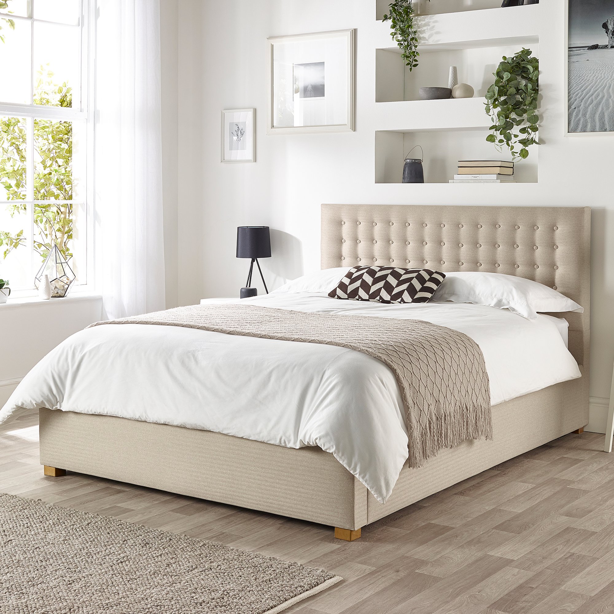 CL Opulence Twill Double Ottoman Bedframe - Natural