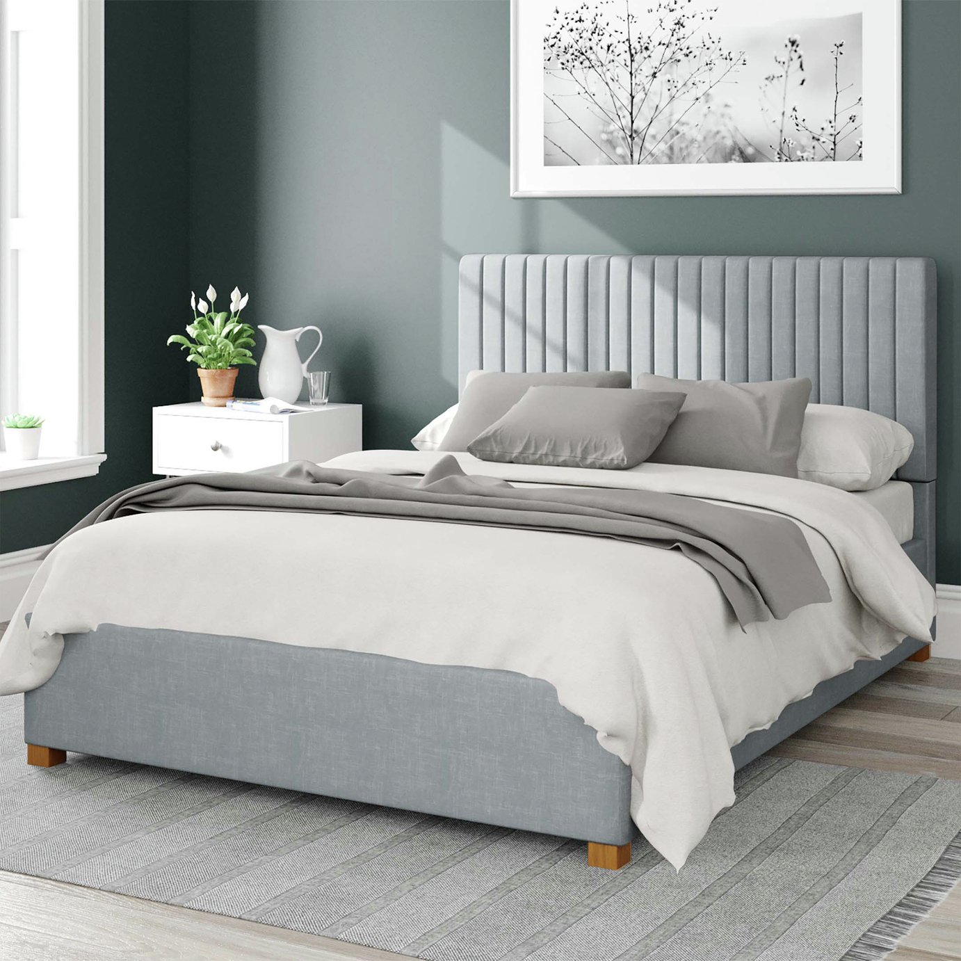 Aspire Grant Weave Kingsize Ottoman Bedframe - Sky Blue