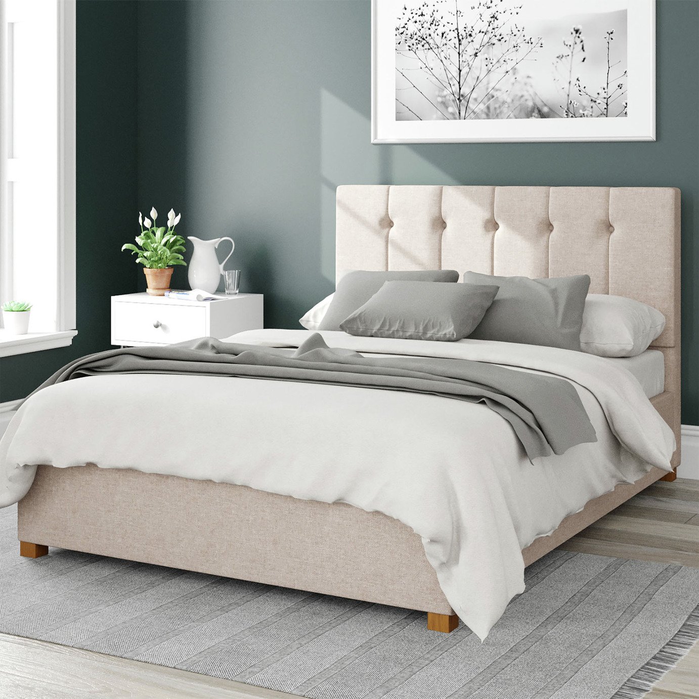 Aspire Hepburn Twill Kingsize Ottoman Bedframe - Natural