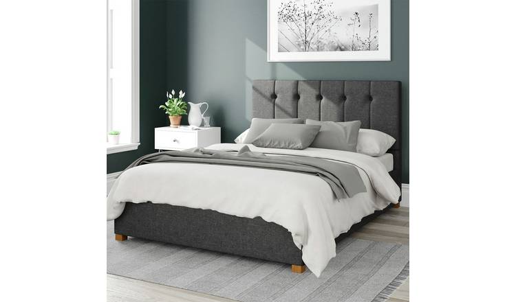 Aspire Hepburn Twill Double Ottoman Bedframe - Charcoal