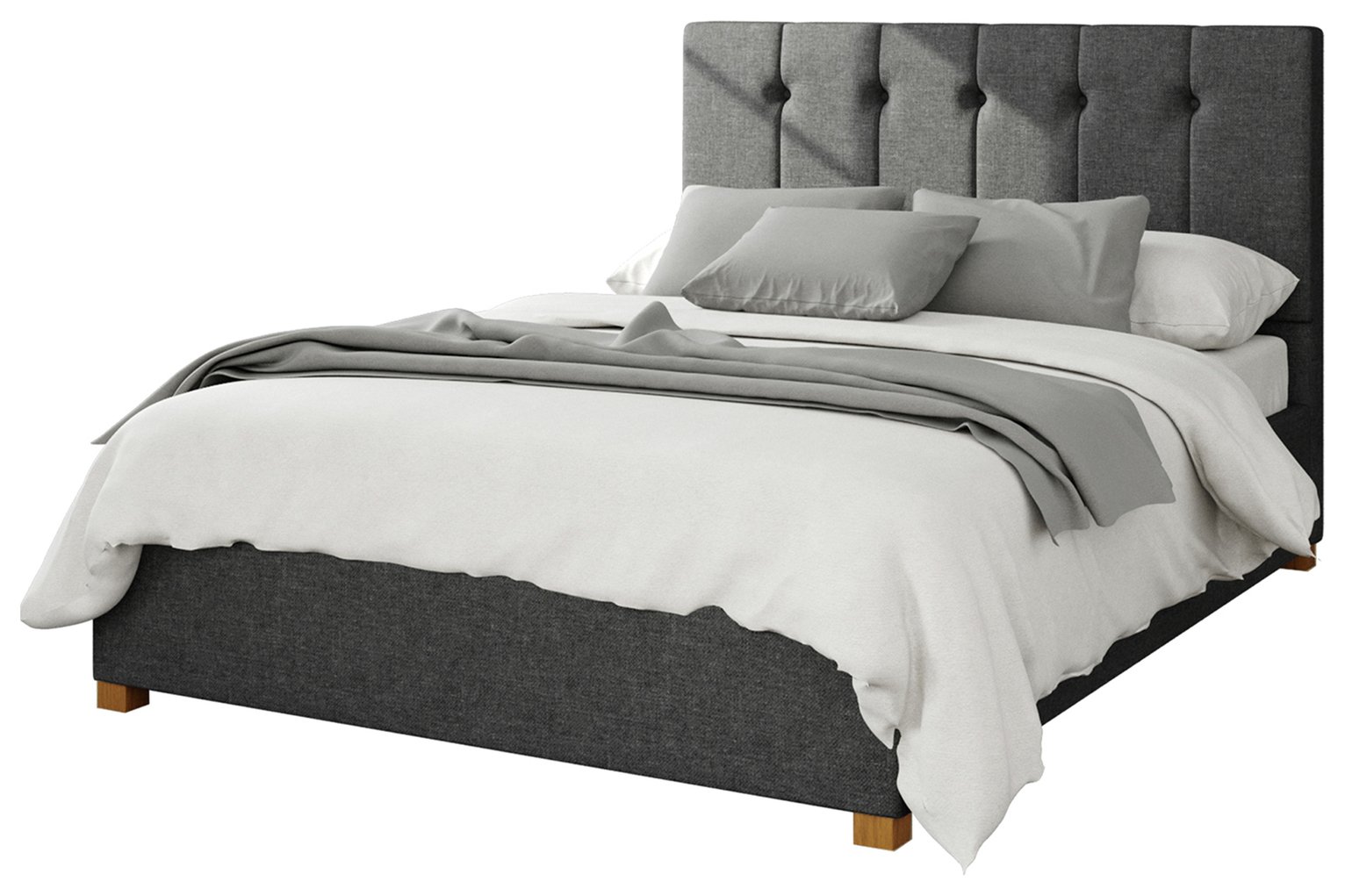 Aspire Hepburn Twill Kingsize Ottoman Bedframe - Charcoal