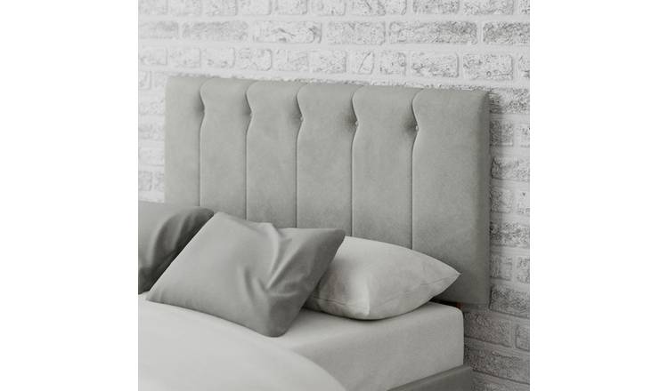 Aspire Hepburn Velvet Double Headboard - Light Silver
