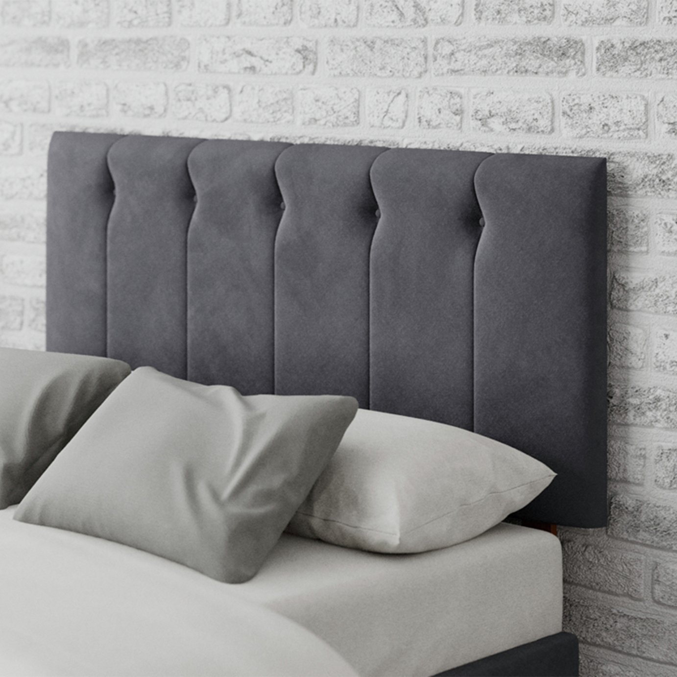 Aspire Hepburn Velvet Kingsize Headboard - Steel