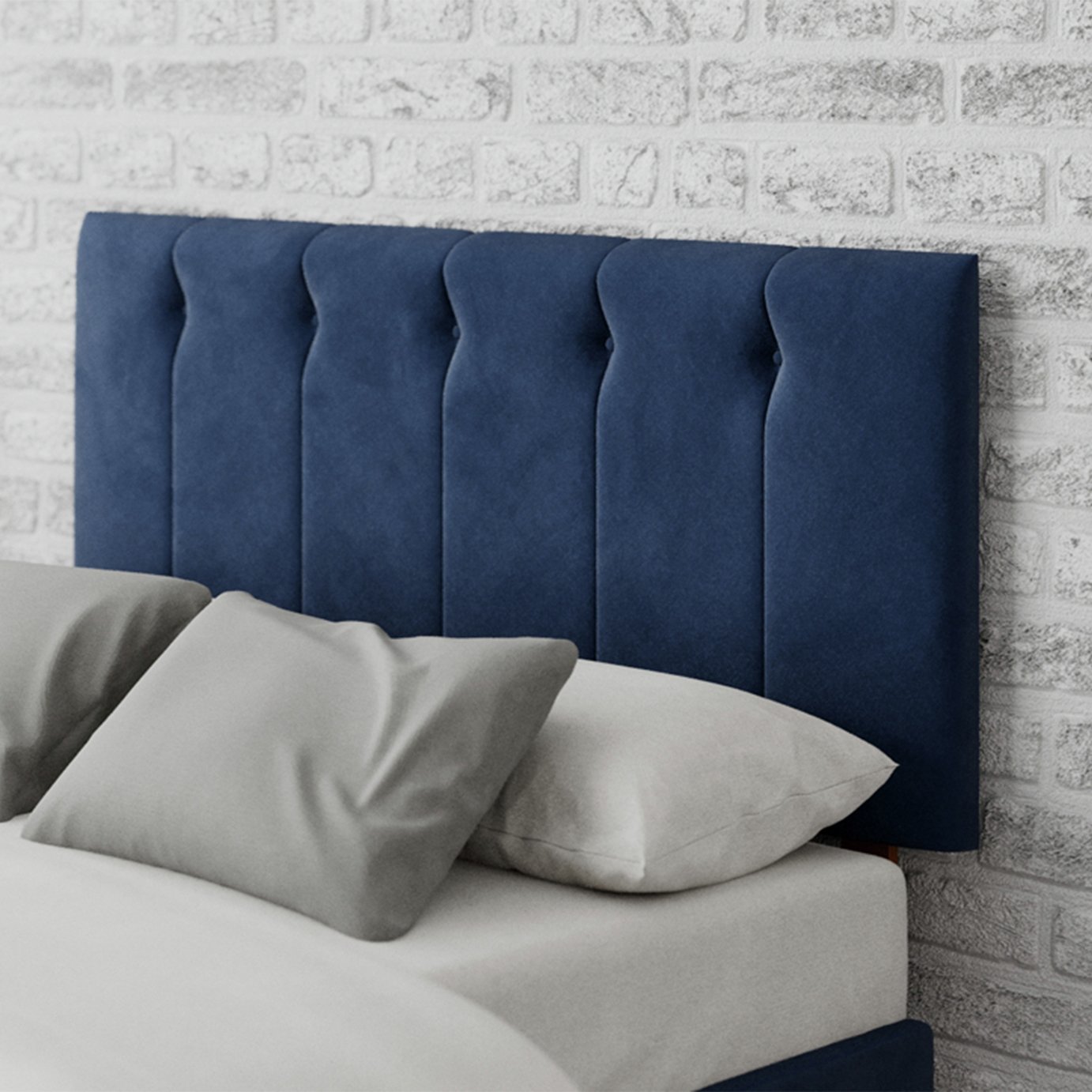 Aspire Hepburn Velvet Superking Headboard - Navy