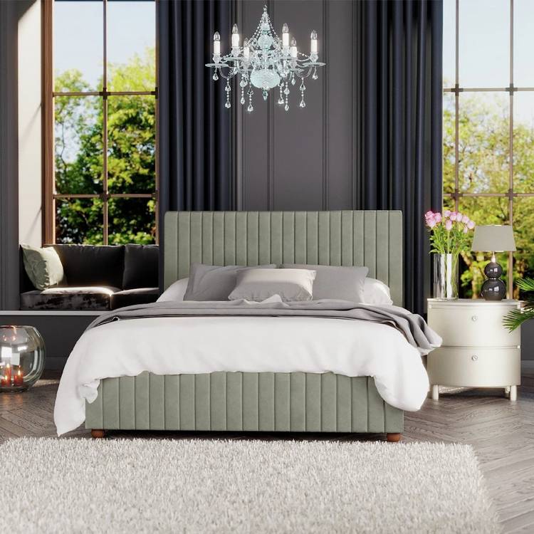 LLB Estella Velvet Kingsize Ottoman Bedframe - Duck Egg 0