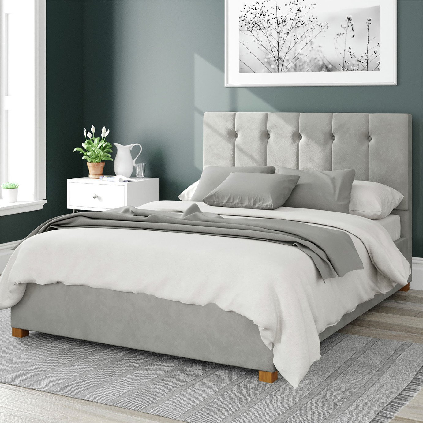 Aspire Hepburn Velvet Kingsize Ottoman Bedframe - Duck Egg