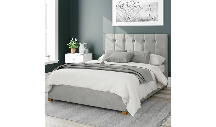 Aspire Hepburn Velvet Kingsize Ottoman Bedframe Light Silver